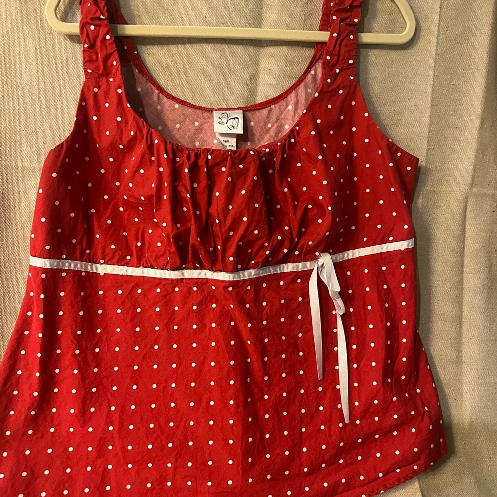 Red Polka Dot Sleeveless Top
